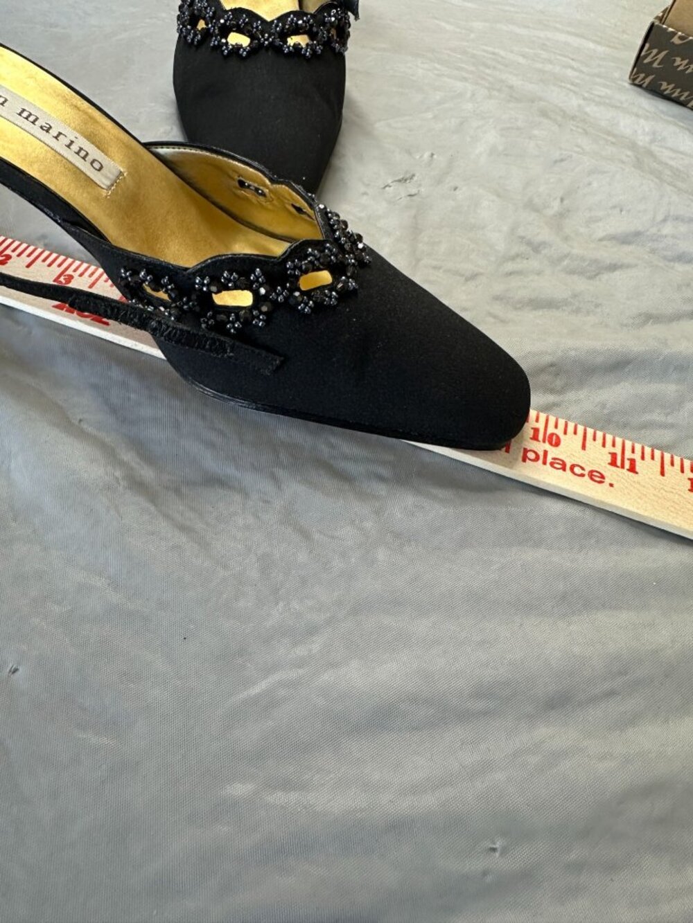 Ann Marino Womens Town Jewels Black Heels Beaded Slingback 7.5 Buckle Pumps - Picture 6 of 7